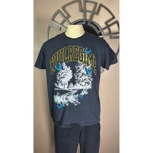 Civil Regime Mens Black Butterfly Forest Graphic T-Shirt Size Large Streetwear
